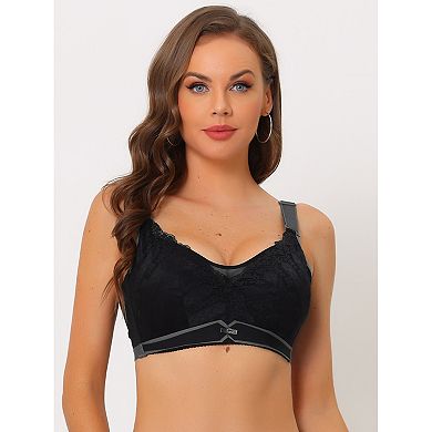 Push Up Bras for Women Full Coverage Comfort Wirefree Lift Lace Front Bra