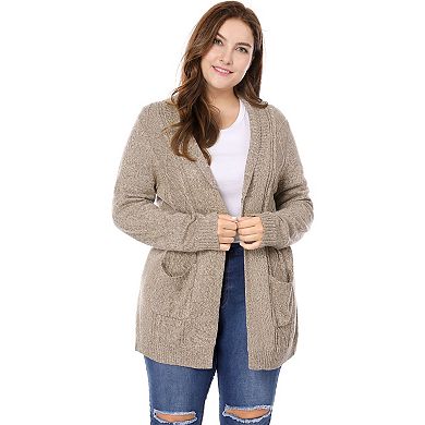 Women's Plus Size One Piece Relaxed Fit Open Front Long Sleeves Kimono Style Sweater Cardigan