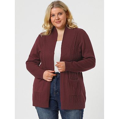 Women's Plus Size One Piece Relaxed Fit Open Front Long Sleeves Kimono Style Sweater Cardigan