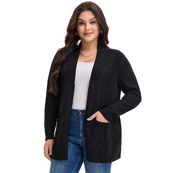 Women's Plus Size Relaxed Fit Open Front Long Sleeves Kimono Style