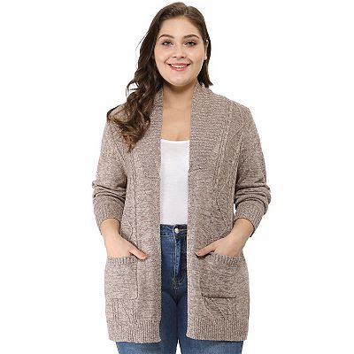 Women s Plus Size Relaxed Fit Open Front Long Sleeves Kimono Style Sweater Cardigan