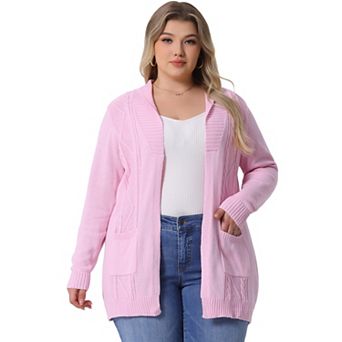Women's Plus Size Relaxed Fit Open Front Long Sleeves Kimono Style Sweater Cardigan