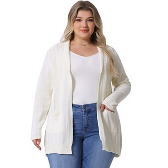 Women's Plus Size Relaxed Fit Open Front Long Sleeves Kimono Style Sweater Cardigan