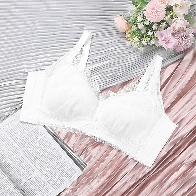 Women's Plus Size Full Coverage Floral Lace Bra