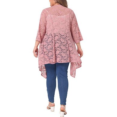 Women's Plus Draped Shawls Lightweight Open Front Lace Crochet Cover-Ups Cardigans
