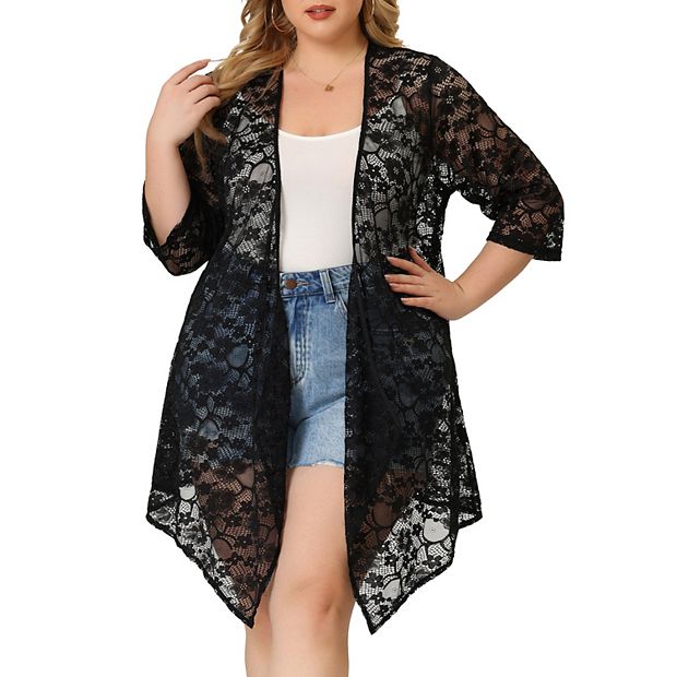 chinese dress ladies Black Lace Cardigan XX-Large / Black