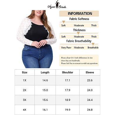 Women's Plus Size Sheer Long Sleeve Open Front Cardigan Lace Shrug
