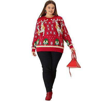 Women's Plus Size Casual Knit Pullover Long Sleeves Sweater