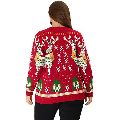 Women's Plus Size Casual Knit Pullover Long Sleeves Sweater