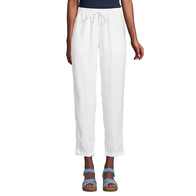 UPC 195926000767 product image for Petite Lands' End High Rise Pull-On Tie Waist Linen Crop Pants, Women's, Size: 1 | upcitemdb.com