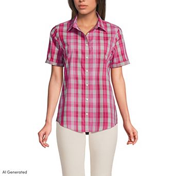 Petite Lands' End No-Iron Favorite Short Sleeve Shirt