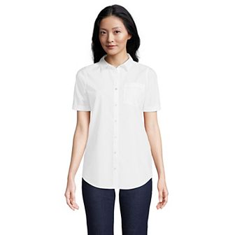 Petite Lands' End No-Iron Favorite Short Sleeve Shirt