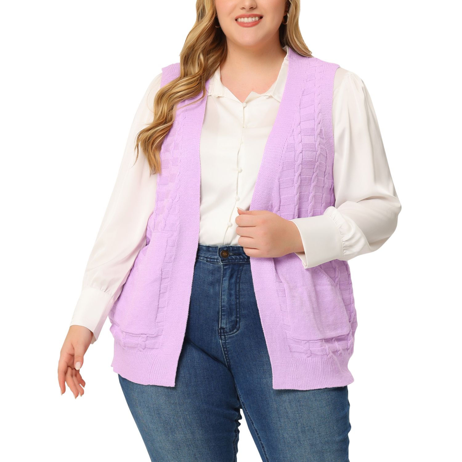 Agnes Orinda Women's Plus Size V Neck Knit Sleeveless Pullover Sweater  Vests Gray 4x : Target
