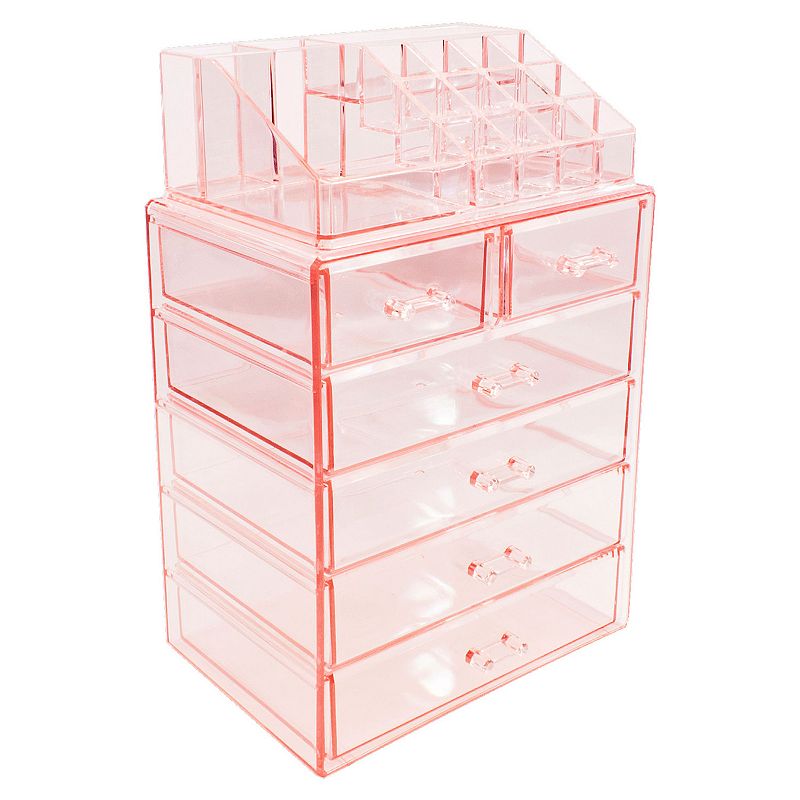 Sorbus X- Makeup Organizer - Multiple Drawer & Slots Jewelry Cosmetic Storage Case X- in Pink | Large