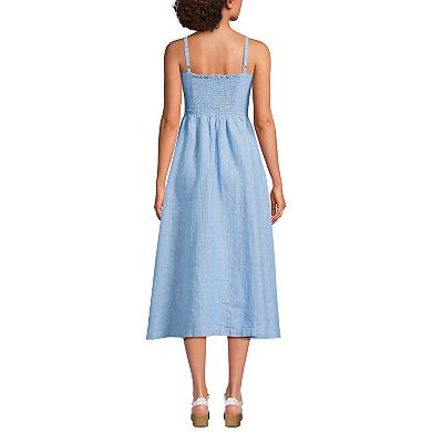 Women's Lands' End Linen Sleeveless Halter Midi Dress