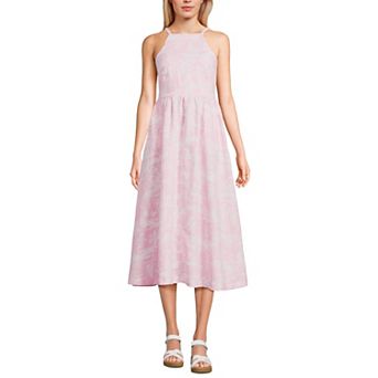 Women's Lands' End Linen Sleeveless Halter Midi Dress