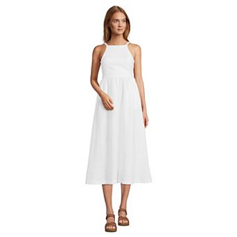 Women's Lands' End Linen Sleeveless Halter Midi Dress