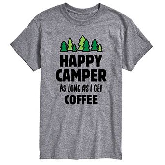 Big & Tall Happy Camper Coffee Graphic Tee