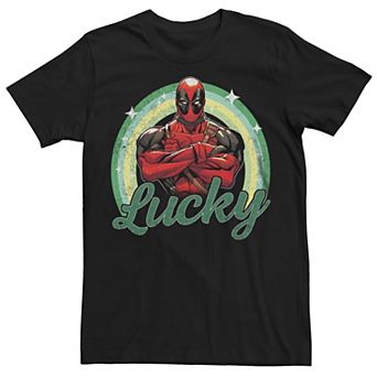 Men's Marvel Deadpool Lucky Green Rainbow Tee