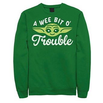 Men's Star Wars The Mandalorian Baby Yoda "A Wee Bit O' Trouble" St. Patrick's Day Sweatshirt