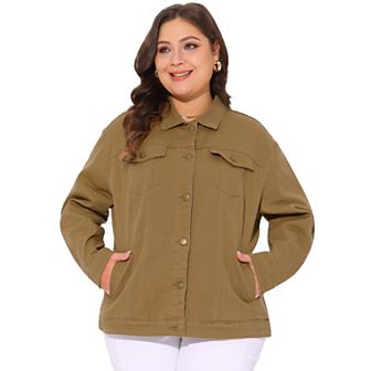 Women's Plus Size Fashion Button Down Denim Jacket With Pockets