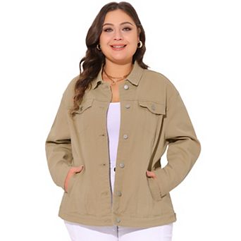 Women's Plus Size Fashion Button Down Denim Jacket With Pockets
