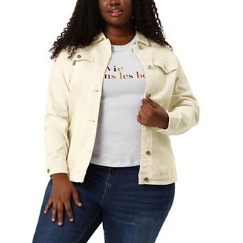 Women's Plus Size Fashion Button Down Denim Jacket with Pockets