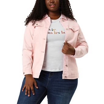 Women's Plus Size Fashion Button Down Denim Jacket with Pockets