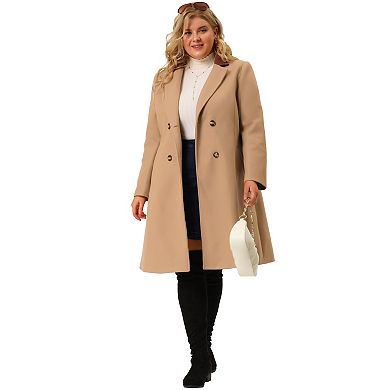Women's Plus Size Peacoat Winter Outerwear Double Breasted Fashion Coat
