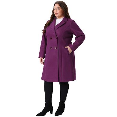 Women's Plus Size Peacoat Winter Outerwear Double Breasted Fashion Coat