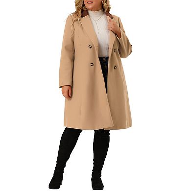 Women's Plus Size Peacoat Winter Outerwear Double Breasted Fashion Coat