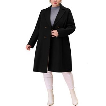Women's Plus Size Peacoat Winter Outerwear Double Breasted Fashion Coat