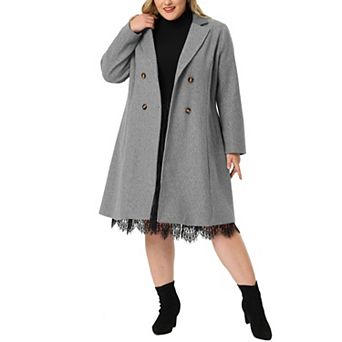 Women's Plus Size Peacoat Winter Outerwear Double Breasted Fashion Coat