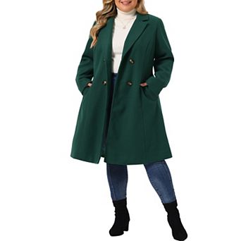 Women's Plus Size Peacoat Winter Outerwear Double Breasted Fashion Coat