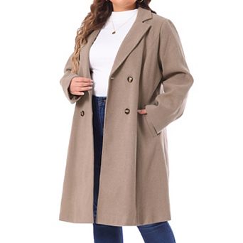 Women's Plus Size Peacoat Winter Outerwear Double Breasted Fashion Coat