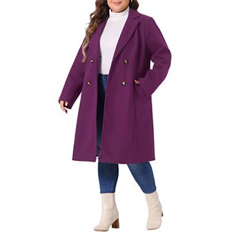 Women's Plus Size Peacoat Winter Outerwear Double Breasted Fashion Coat