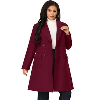 Women's Plus Size Outerwear Overcoat Double Breasted Long PeaCoat