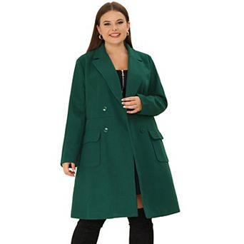 Women's Plus Size Outerwear Overcoat Double Breasted Long PeaCoat