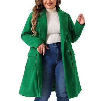Women's Plus Size Outerwear Overcoat Double Breasted Long PeaCoat