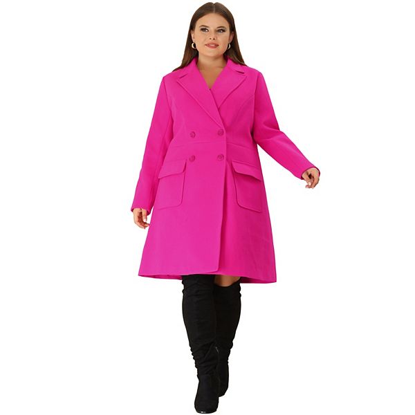 Women's Plus Size Outerwear Overcoat Double Breasted Long PeaCoat