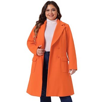 Women's Plus Size Outerwear Overcoat Double Breasted Long PeaCoat