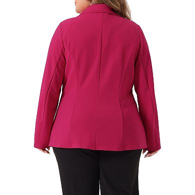 Women's Plus Size Fall Workwear Notched Lapel Button Down Office Blazer