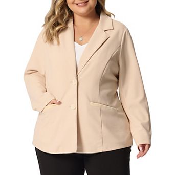 Women's Plus Size Fall Workwear Notched Lapel Button Down Office Blazer
