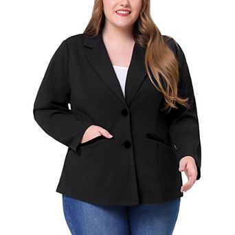 Women's Plus Size Fall Workwear Notched Lapel Button Down Office Blazer