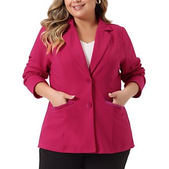 Women's Plus Size Fall Workwear Notched Lapel Button Down Office Blazer