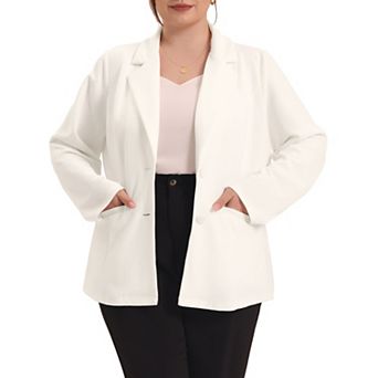 Women's Plus Size Fall Workwear Notched Lapel Button Down Office Blazer
