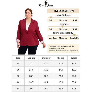 Women's Plus Size Stripe Cuff Notched Lapel Casual Blazer