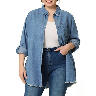 Ladies plus size denim shirt shops