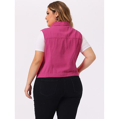 Women's Plus Size Vest Fashion Outerwear Sleeveless Denim Jacket