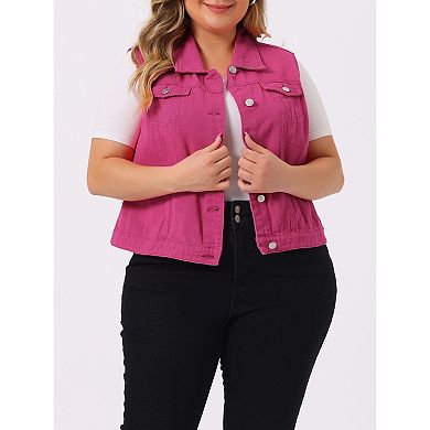 Women's Plus Size Vest Fashion Outerwear Sleeveless Denim Jacket